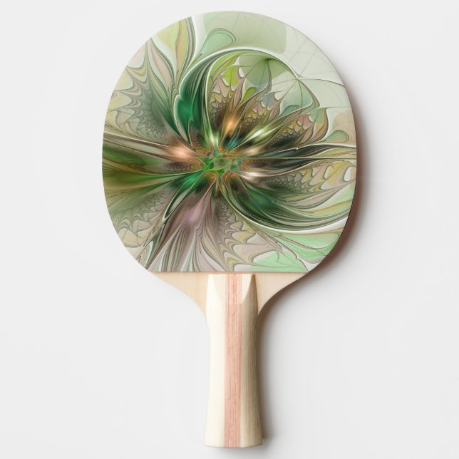 Färgrik Fantasi Modern Abstrakt Fraktal Blomma Pingisracket (Framsidan)