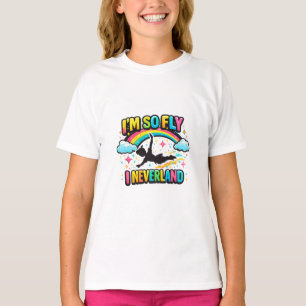 Färgrik Fantasy Flygande Pojke Regnbåge Stjärnor S T Shirt