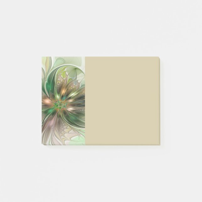 Färgrik Fantasy Modern Abstrakt Fraktal Blomma Post-it Block (Framsida)