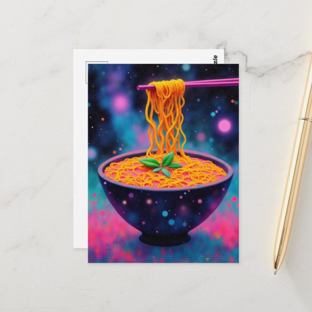 Färgrik Fantasy Ramen Vykort (Fram/Back In Situ)