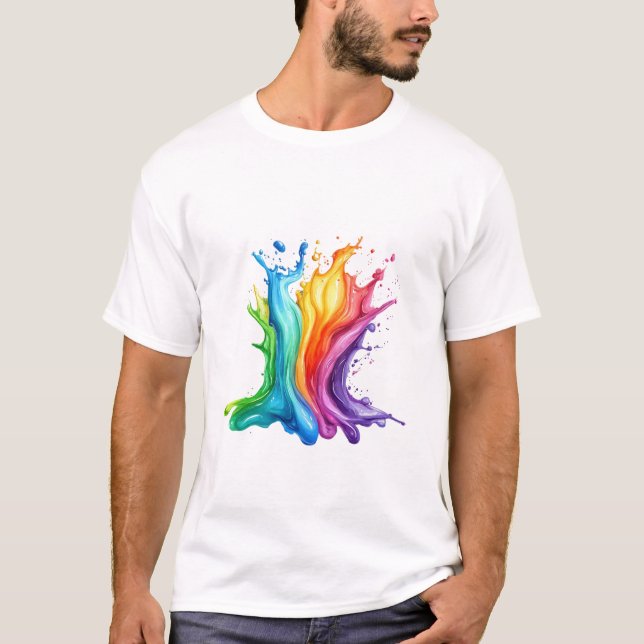 Färgrik färg Koncept Konstnärlig Design T Shirt (Framsida)