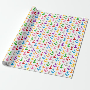 Färgrik fartygsankardesign vit presentpapper
