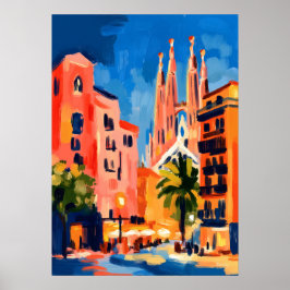 Färgrik Fauvistisk Barcelona Sagrada Familia Konst Poster