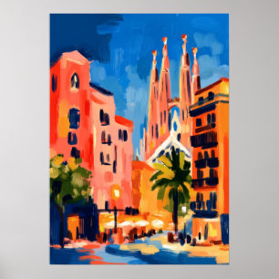 Färgrik Fauvistisk Barcelona Sagrada Familia Konst Poster