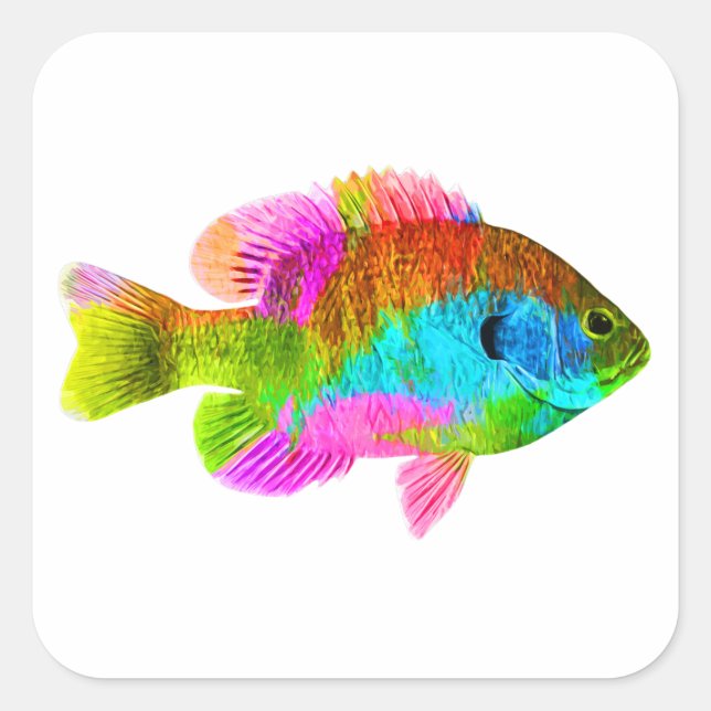 Färgrik Fisk Fyrkantigt Klistermärke (Framsida)