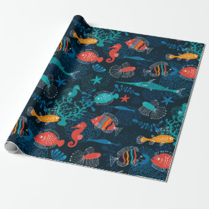 Färgrik fisk i hav presentpapper