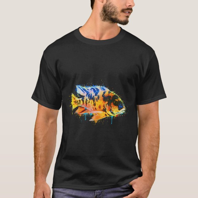 Färgrik Fisk - Målarpensel T Shirt (Framsida)