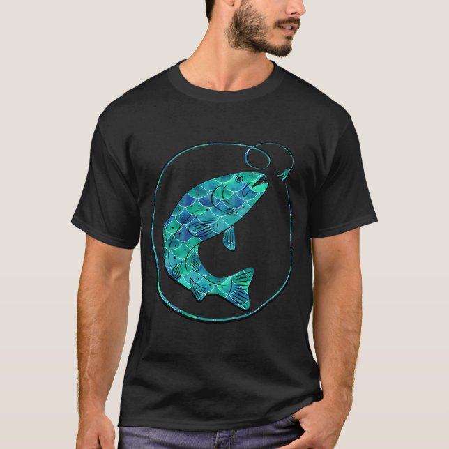 Färgrik fiskkonst  t shirt (Framsida)