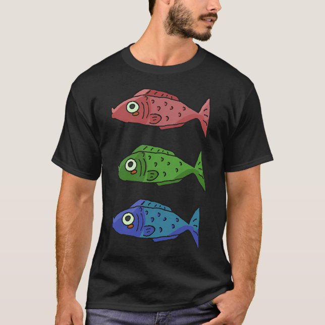 Färgrik fiskstack t shirt (Framsida)