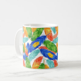 Färgrik fjädermönster — Akvarell abstrakt Kaffemugg