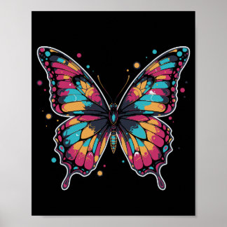 Färgrik fjärilillustration poster