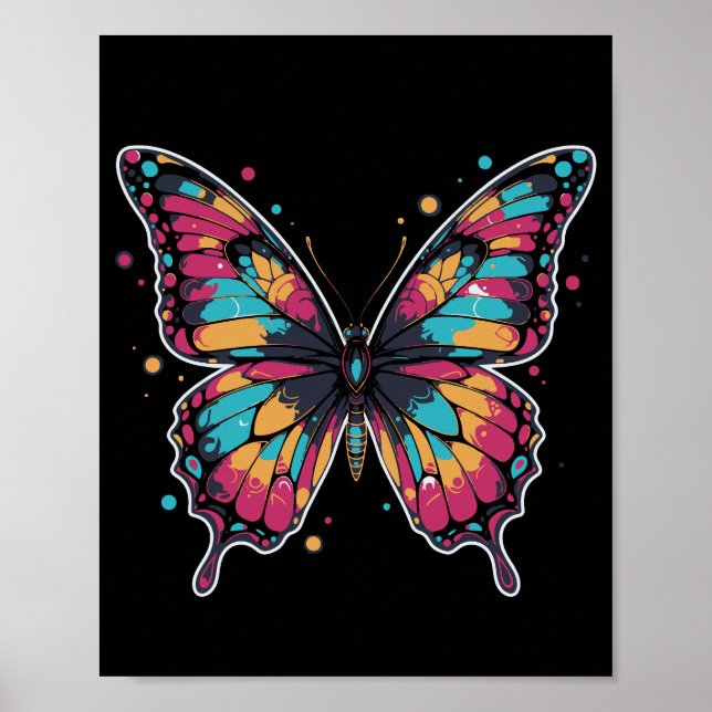 Färgrik fjärilillustration poster (Framsidan)