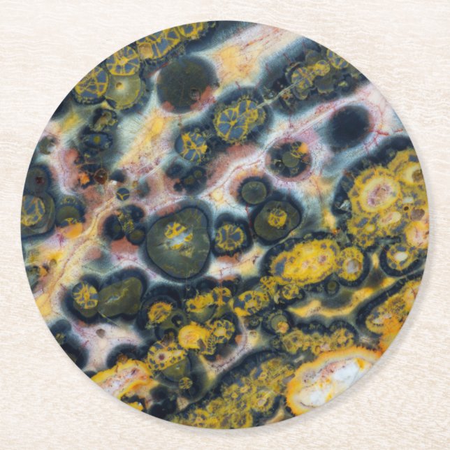 Färgrik fläckig Ocean Jasper Underlägg Papper Rund (Framsidan)