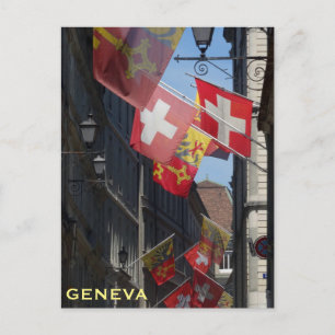 Färgrik flaggor i Geneva, Schweitz Vykort