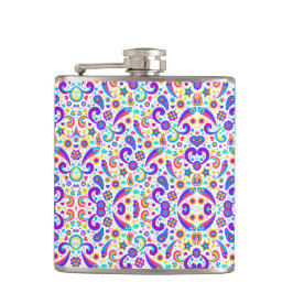 Färgrik flaska med invecklad blom- och geometrisk  fickplunta