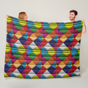 Färgrik Flerfärgad Geometrisk Quilt Mönster Blan Fleecefilt