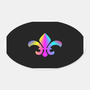 Färgrik Fleur de Lis Ovalt Klistermärke