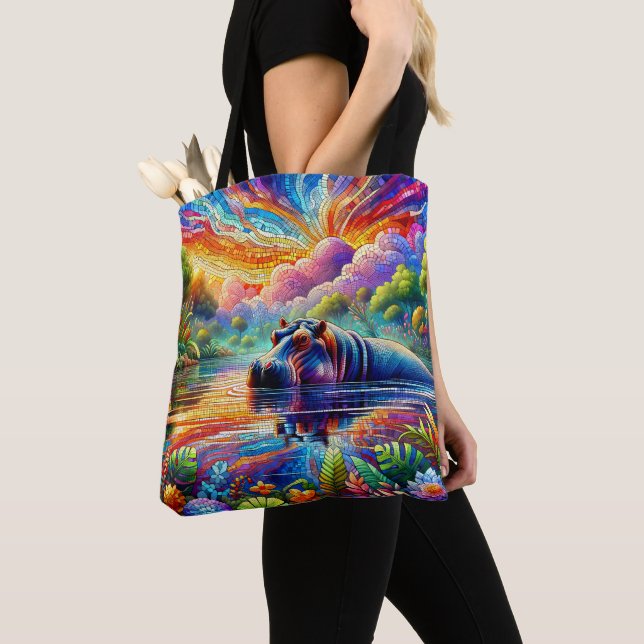 Färgrik Flodhäst  Tygkasse (Närbild)