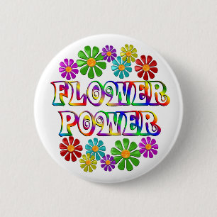 Färgrik flower power knapp