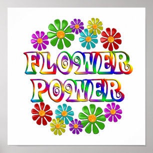 Färgrik flower power poster