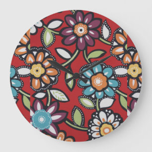 färgrik flower power tar tid på stor klocka
