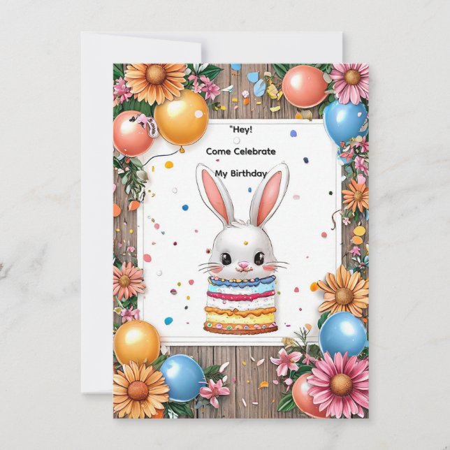 Färgrik födelsedagsfirareram inbjudningar (Framsida)
