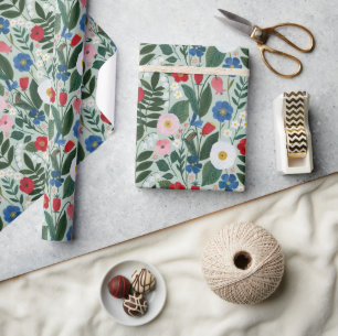 Färgrik Folk Floral Botanisk Presentpapper
