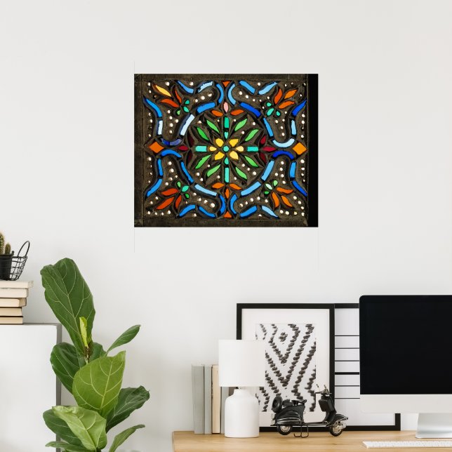 Färgrik fönsterdesign poster (Hemmakontoret)