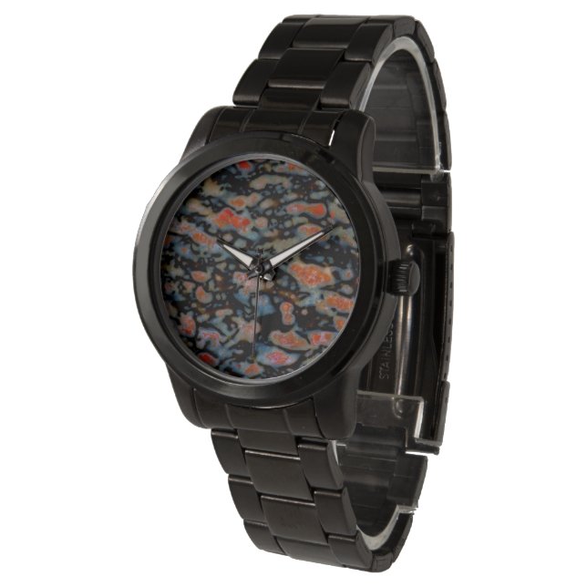 Färgrik fossiliserad dinosaurieben armbandsur (Vinklad)
