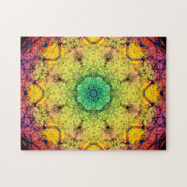 Färgrik Fraktal Avslappning Mandala Pussel