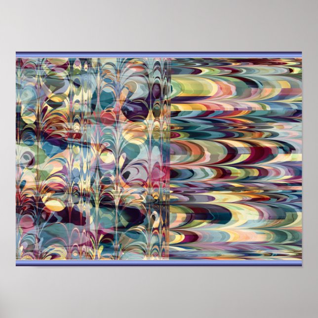 Färgrik Fraktal Ebru-mönster Poster (Framsidan)