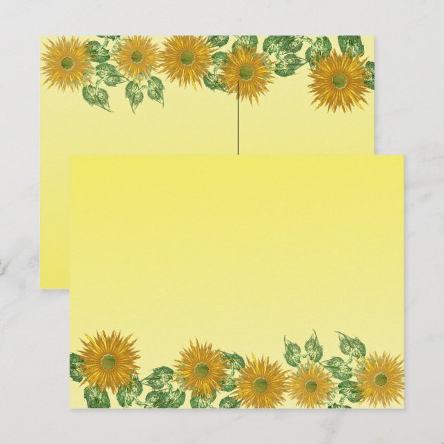Färgrik Fraktal Gul Blomma Blad Kant Vykort (Fram/baksida)