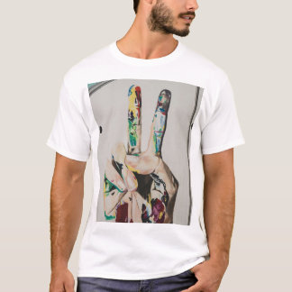 Färgrik Fredstecken Hand Grafisk Grundläggande T-S T Shirt