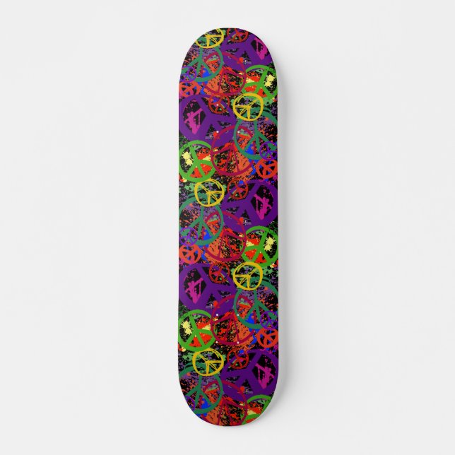 FÄRGRIK FREDSTECKENCOLLAGE MINI SKATEBOARD BRÄDA 18,5 CM (Framsida)