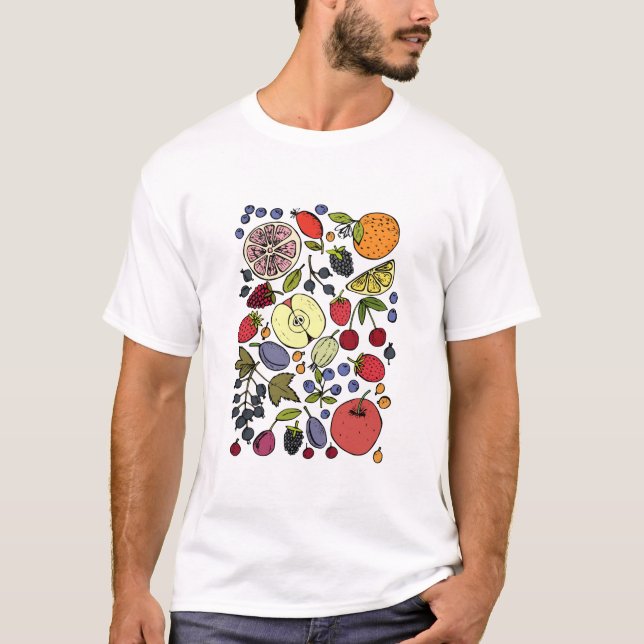 "Färgrik fruktmix" T Shirt (Framsida)