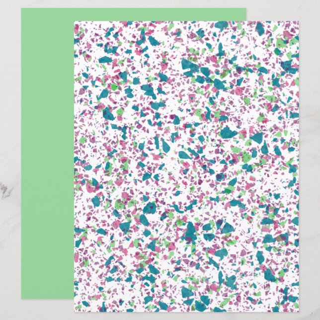 Färgrik Funky Terrazzo Konst Scrapbookpapper (Fram/baksida)