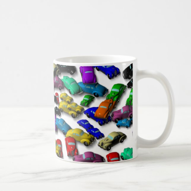 Färgrik gammal bilkaffemugg kaffemugg (Höger)