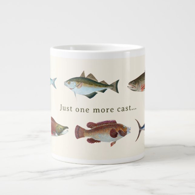 Färgrik gammal fiskillustration jumbo mugg (Framsidan)