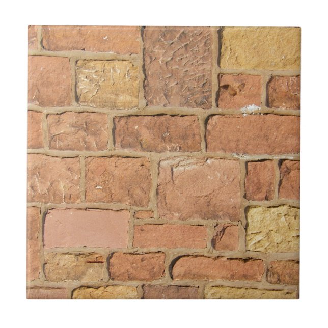 Färgrik gammal tegelstenväggdesign kakelplatta (Framsidan)