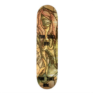 färgrik gatudesign i abstrakt dam retro-stil old school skateboard bräda 21,6 cm