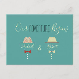 Färgrik gaybröllop Spara datum Meddelande Vykort