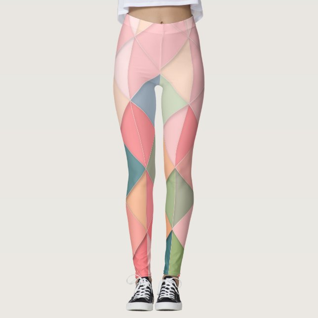 färgrik geometri för damasker leggings (Framsida)