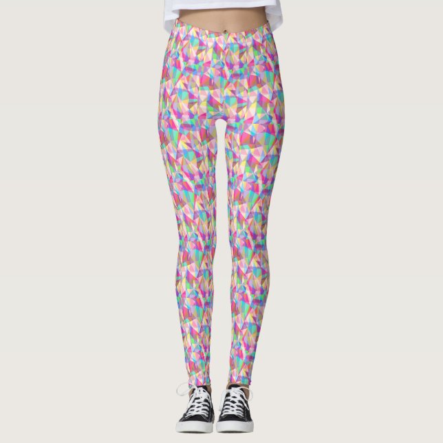 Färgrik geometri leggings (Framsida)