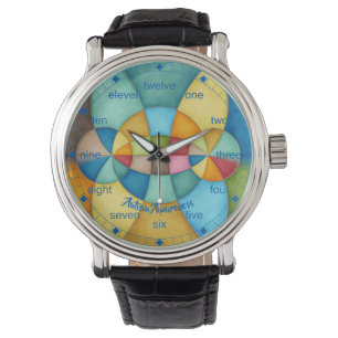 Färgrik geometrisk abstrakt Autismmedvetenhet Armbandsur