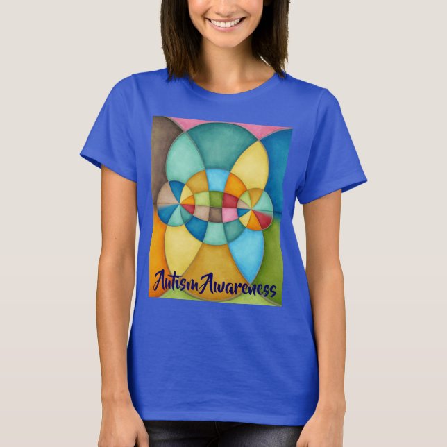 Färgrik geometrisk abstrakt Autismmedvetenhet T-shirt (Framsida)