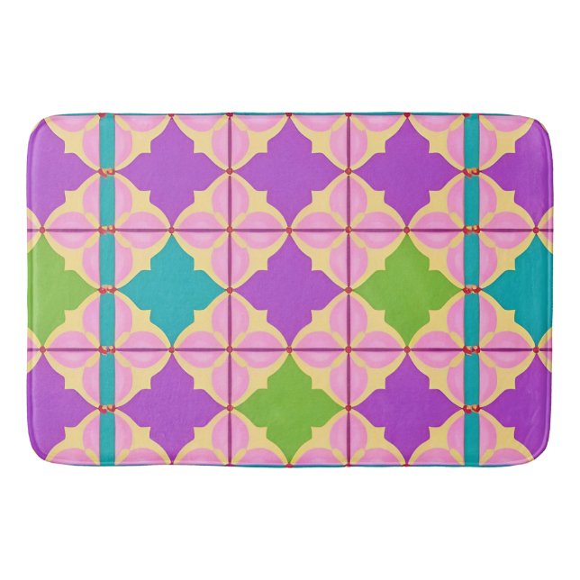 Färgrik geometrisk abstrakt design badrumsmatta (Framsidan)