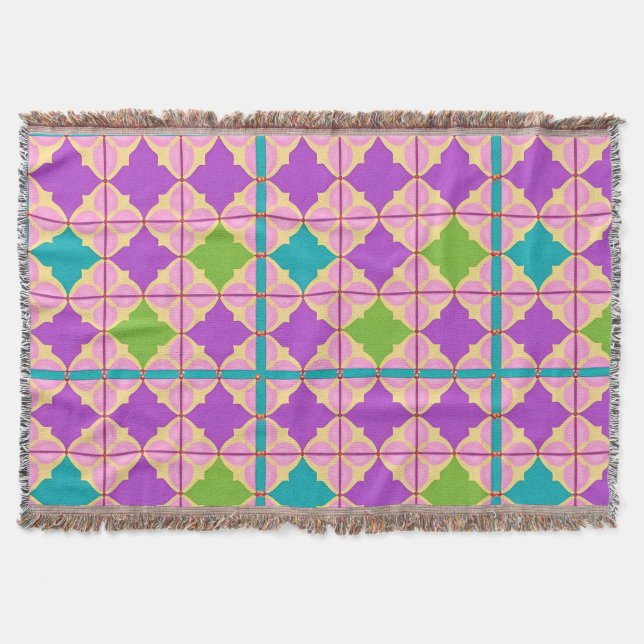 Färgrik geometrisk abstrakt design filt (Framsidan)