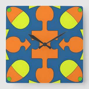 Färgrik geometrisk abstrakt design fyrkantig klocka