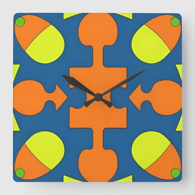 Färgrik geometrisk abstrakt design fyrkantig klocka (Framsida)