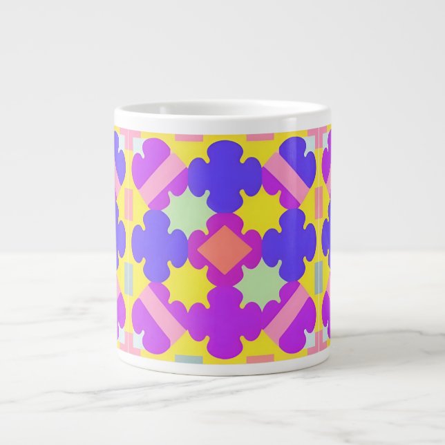 Färgrik geometrisk abstrakt design jumbo mugg (Framsidan)